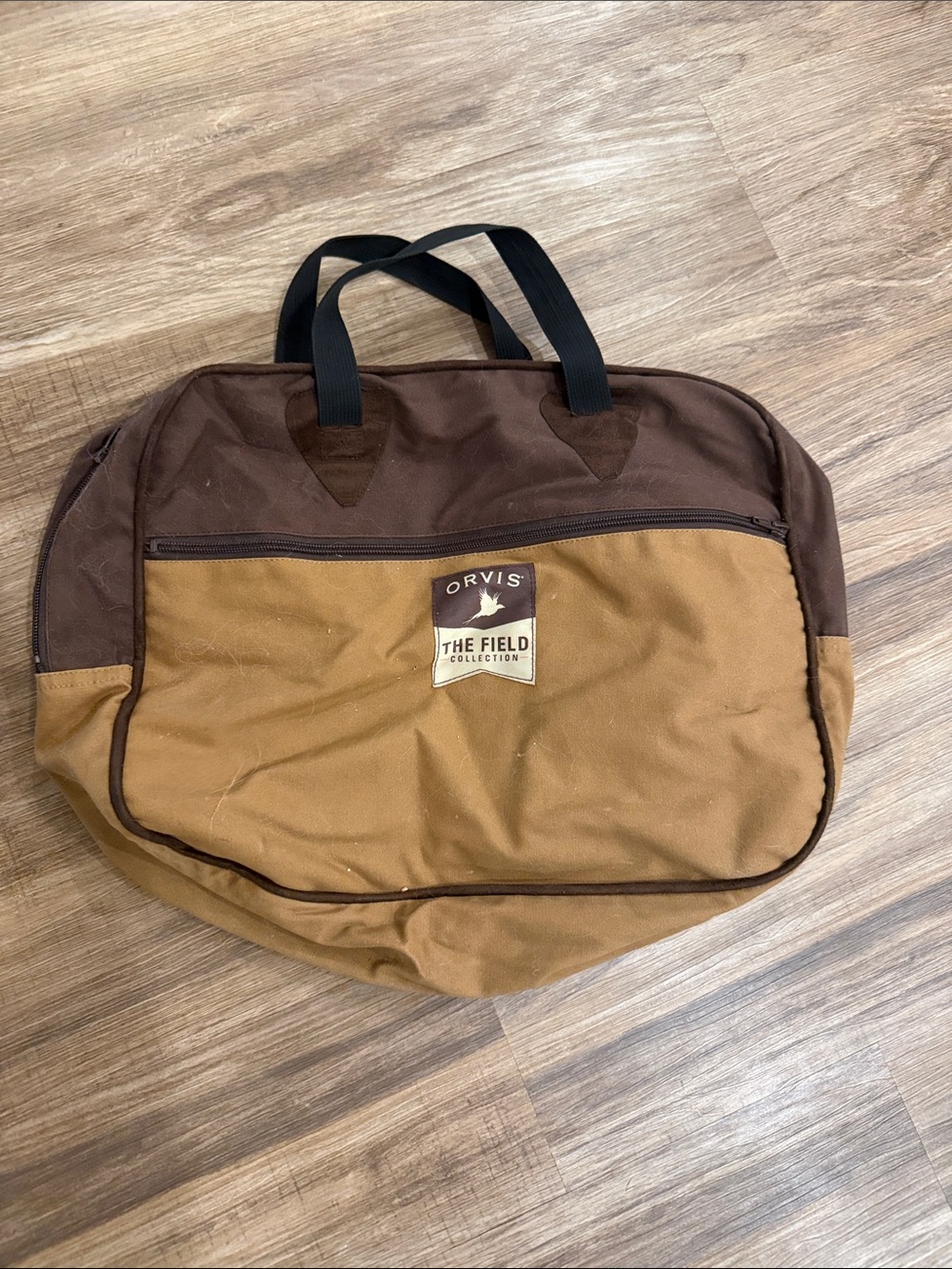 Orvis Brown and Tan Canvas Duffel Bag